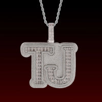 Baguette Cut Double Layer Custom Letter Pendant