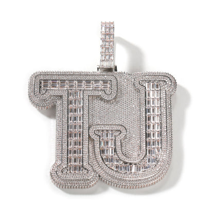 Baguette Cut Double Layer Custom Letter Pendant
