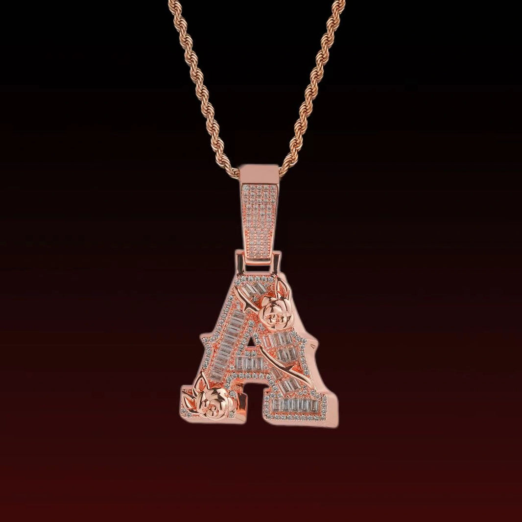 Thorns Rose Custom Letter Pendant