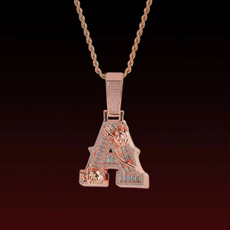 Thorns Rose Custom Letter Pendant
