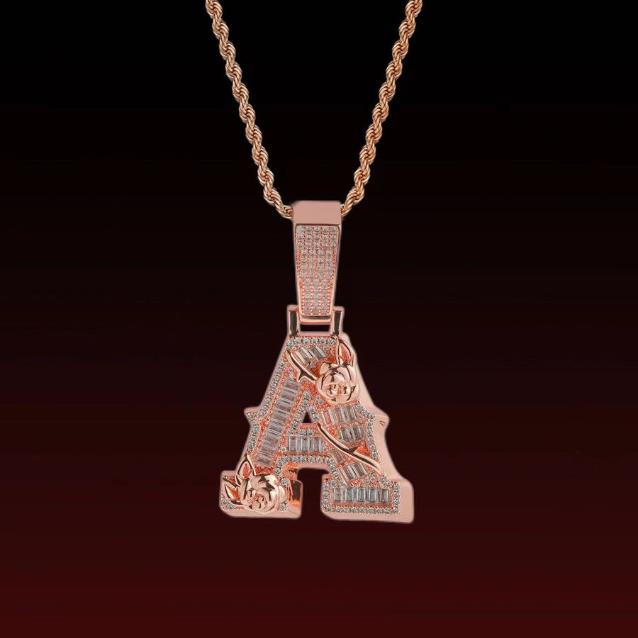 Thorns Rose Custom Letter Pendant