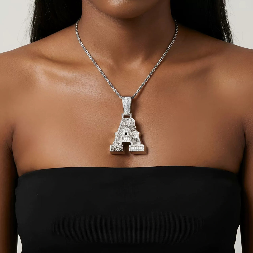 Thorns Rose Custom Letter Pendant