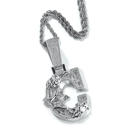 Thorns Rose Custom Letter Pendant