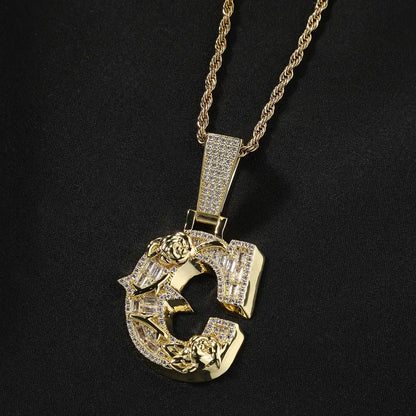 Thorns Rose Custom Letter Pendant