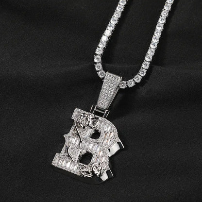 Thorns Rose Custom Letter Pendant