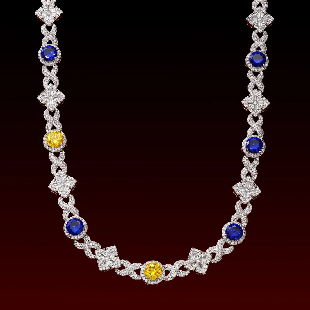 Flower Color Gemstone Iced Out Chain
