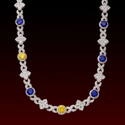 Flower Color Gemstone Iced Out Chain