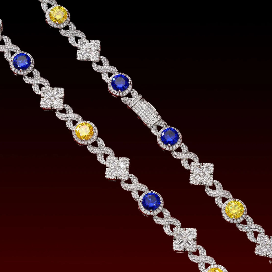 Flower Color Gemstone Iced Out Chain