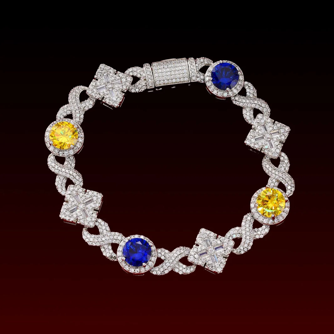 Flower Color Gemstone Iced Out Bracelet