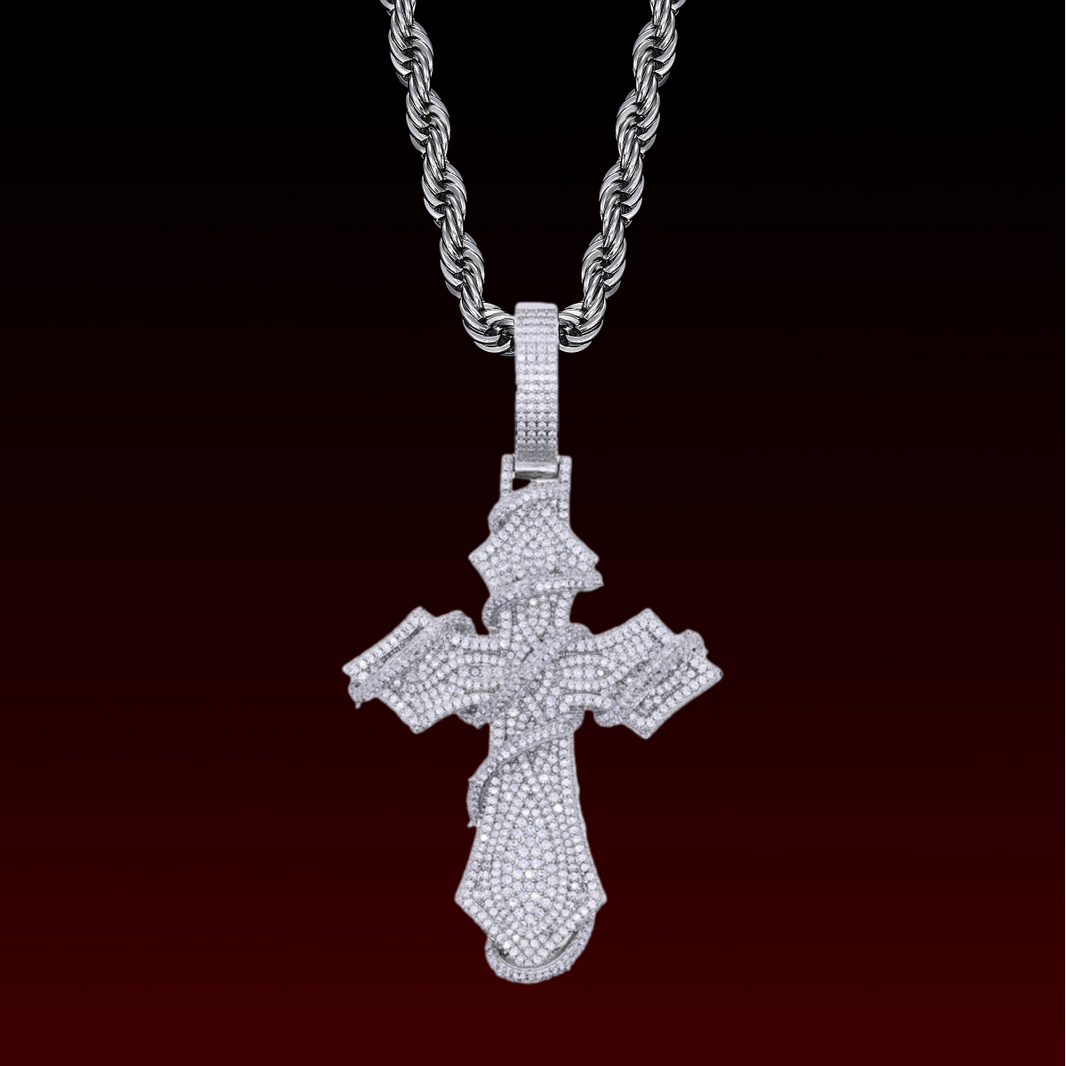 Thorns Cross Iced Out Pendant