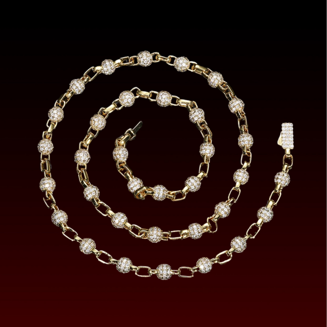 6MM Rolo Ball Iced Out Chain