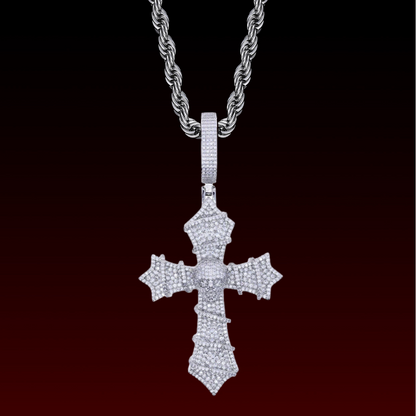 Skull Thorns Cross Pendant