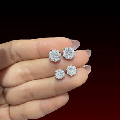 Princess Cover Marquise Moissanite Stud Earrings