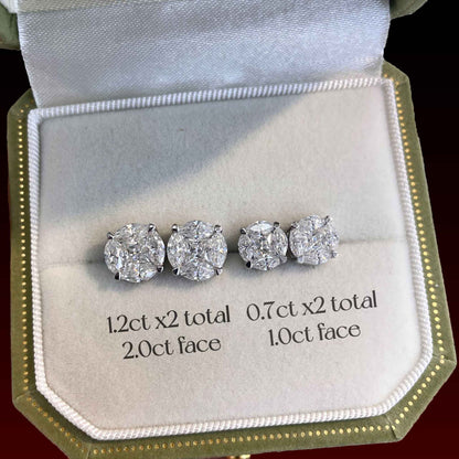 Princess Cover Marquise Moissanite Stud Earrings