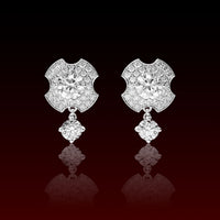 Round Cut Clover Dangling Moissanite Earring