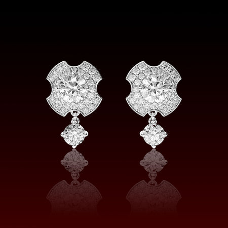 Round Cut Clover Dangling Moissanite Earring