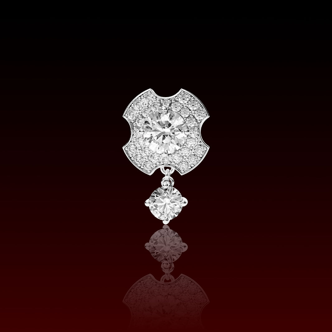 Round Cut Clover Dangling Moissanite Earring