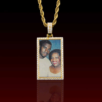 Square Photo Pendant Custom Moissanite Pendant