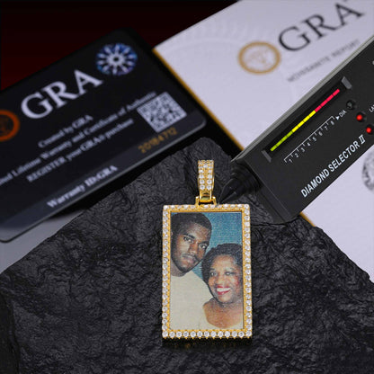 Square Photo Pendant Custom Moissanite Pendant