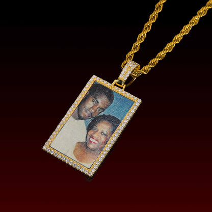 Square Photo Pendant Custom Moissanite Pendant