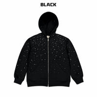 Starry Rhinestone Heavyweight Zip-Up Hoodie