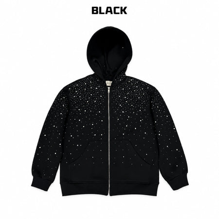 Starry Rhinestone Heavyweight Zip-Up Hoodie