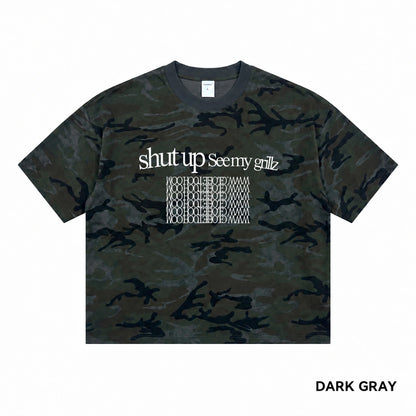 240G Washed Camo Oversized Graphic T-Shirt