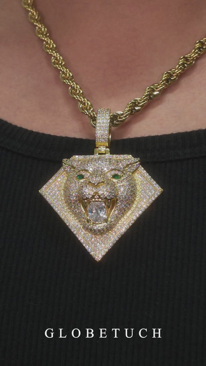 Diamond Leopard  Iced Out Pendant