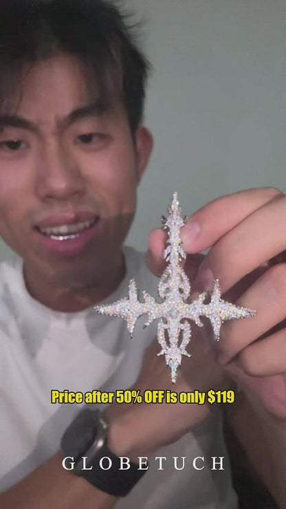 Mini Gothic Flame Cross Pendant