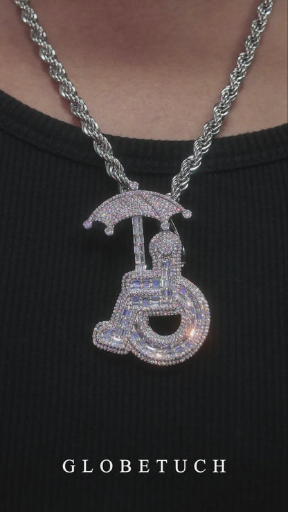 Wheelchair Umbrella Iced Out Pendant