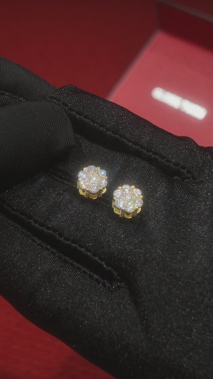 9MM Cluster Moissanite Stud Earrings