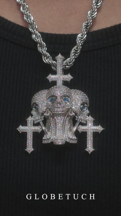 Crossed Skull Iced Out Pendant