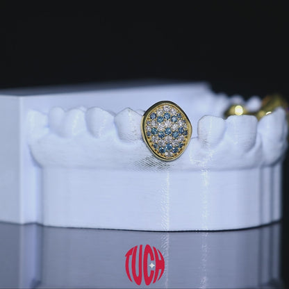 Mix Blue-White Moissanite Custom Fang Grillz