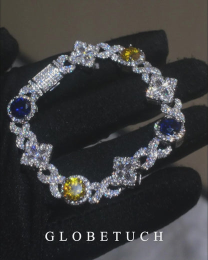 Flower Color Gemstone Iced Out Bracelet