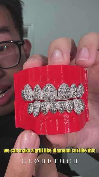 Diamond Cut Mosaic Fang Custom Grillz