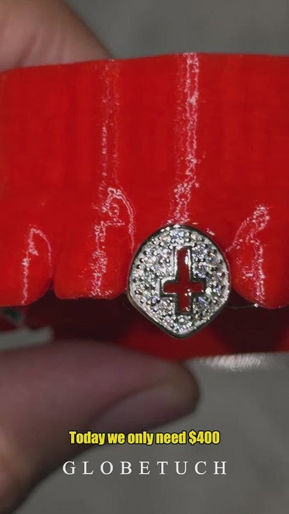 Enamel Vampire Fangs Custom Moissanite Grillz