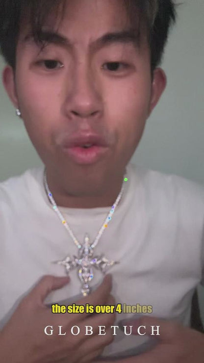 Rightside Gothic Flame Cross Pendant