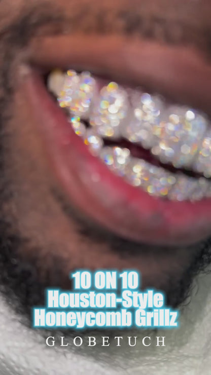 Houston-Style Honeycomb Setting Custom Moissanite Grillz