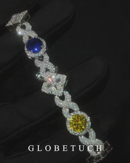Flower Color Gemstone Iced Out Chain