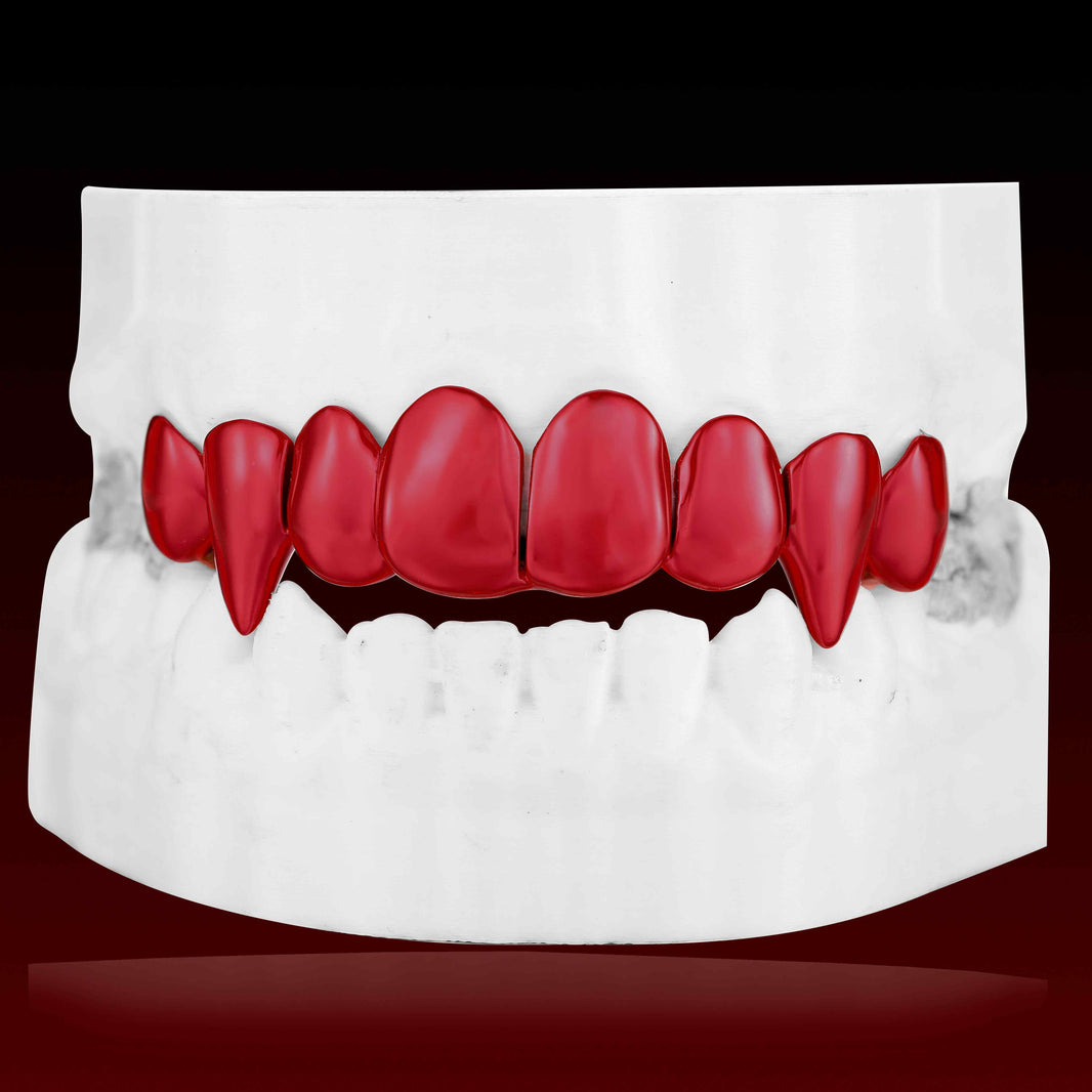 Red Color Vampire Polished Custom Grillz