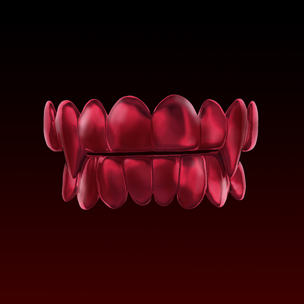 Red Color Vampire Polished Custom Grillz