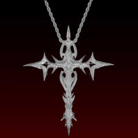 S925 Moissanite Gothic Flame Cross Pendant