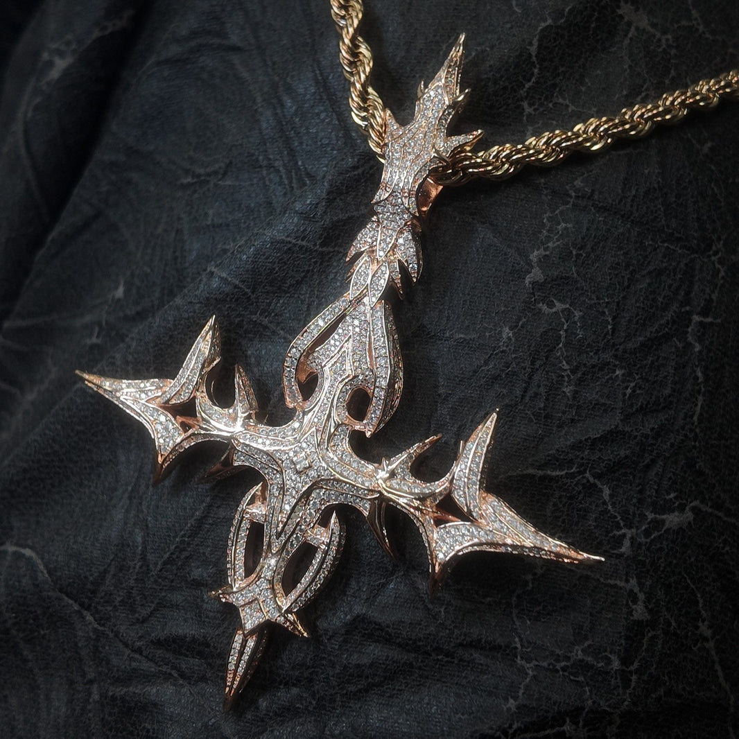 Gothic Flame Cross Pendant