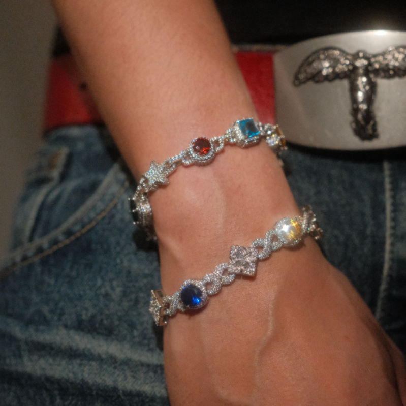 Star Mix Color Gemstone Iced Out Bracelet