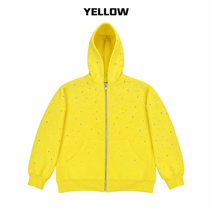 Starry Rhinestone Heavyweight Zip-Up Hoodie